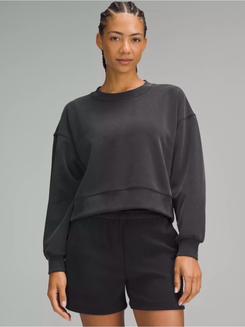 Lululemon Softstreme Perfectly Oversized Cropped Crew Size 6 Black